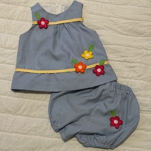 Stripe dress and short set with flowers Florence Eiseman